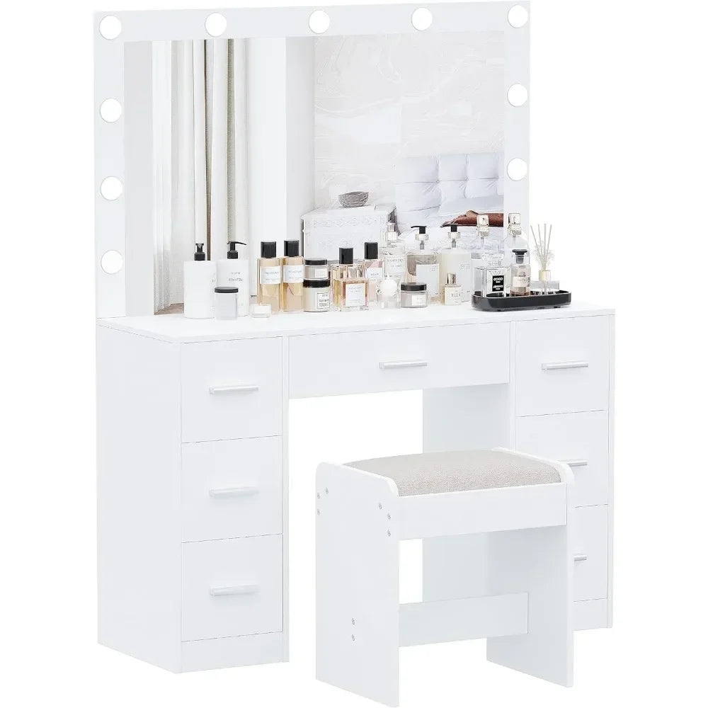 Vanity Table Set with Lighted Mirror,