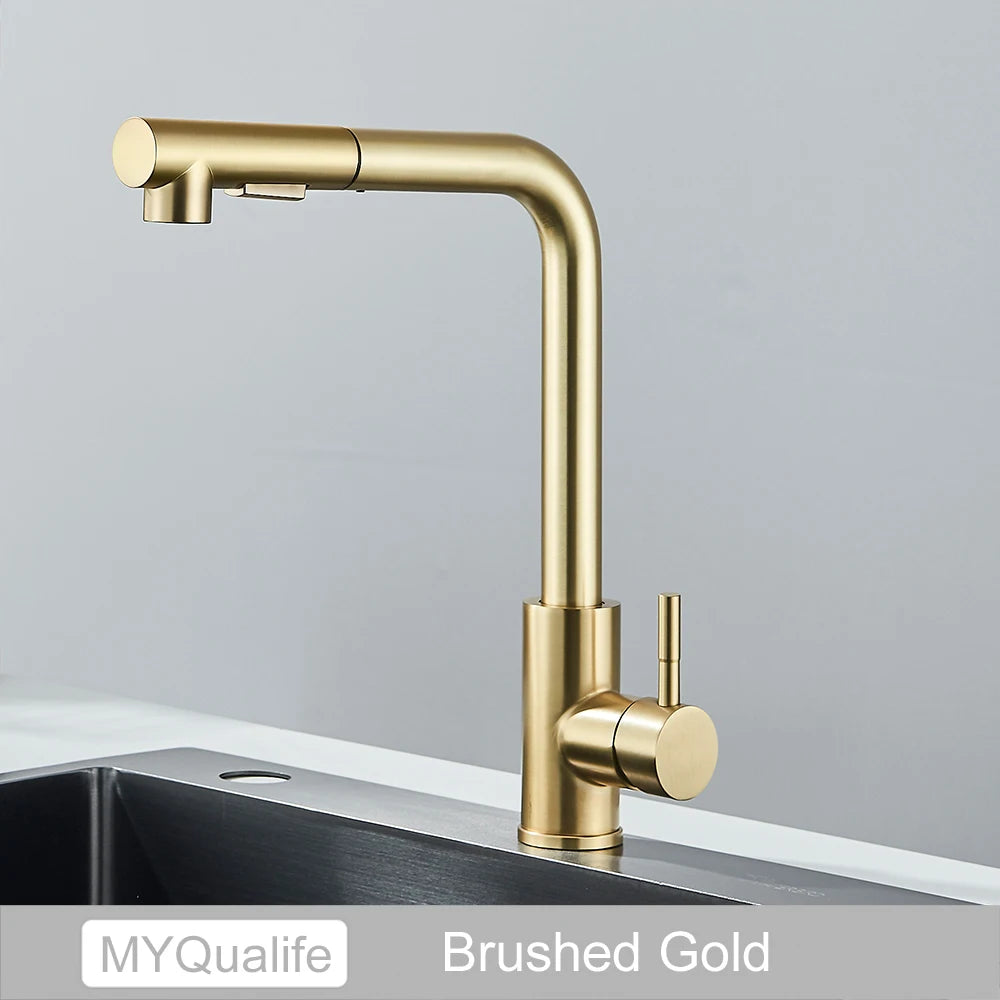 Matte Black Pull Out Kitchen Sink Faucet Two Model