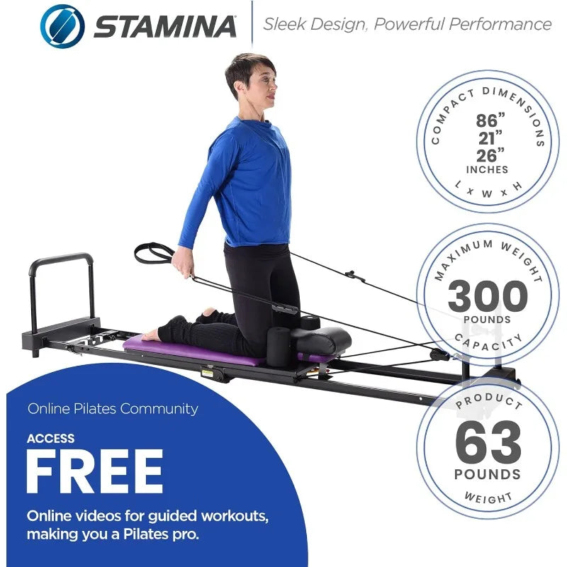 Reformer Workout Machine for Home Gym Cardio Fitness Rebounder Up to 300 lbs. Weight Capacity