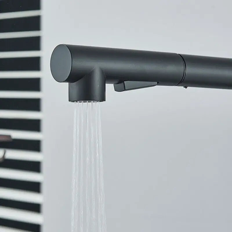 Matte Black Pull Out Kitchen Sink Faucet Two Model