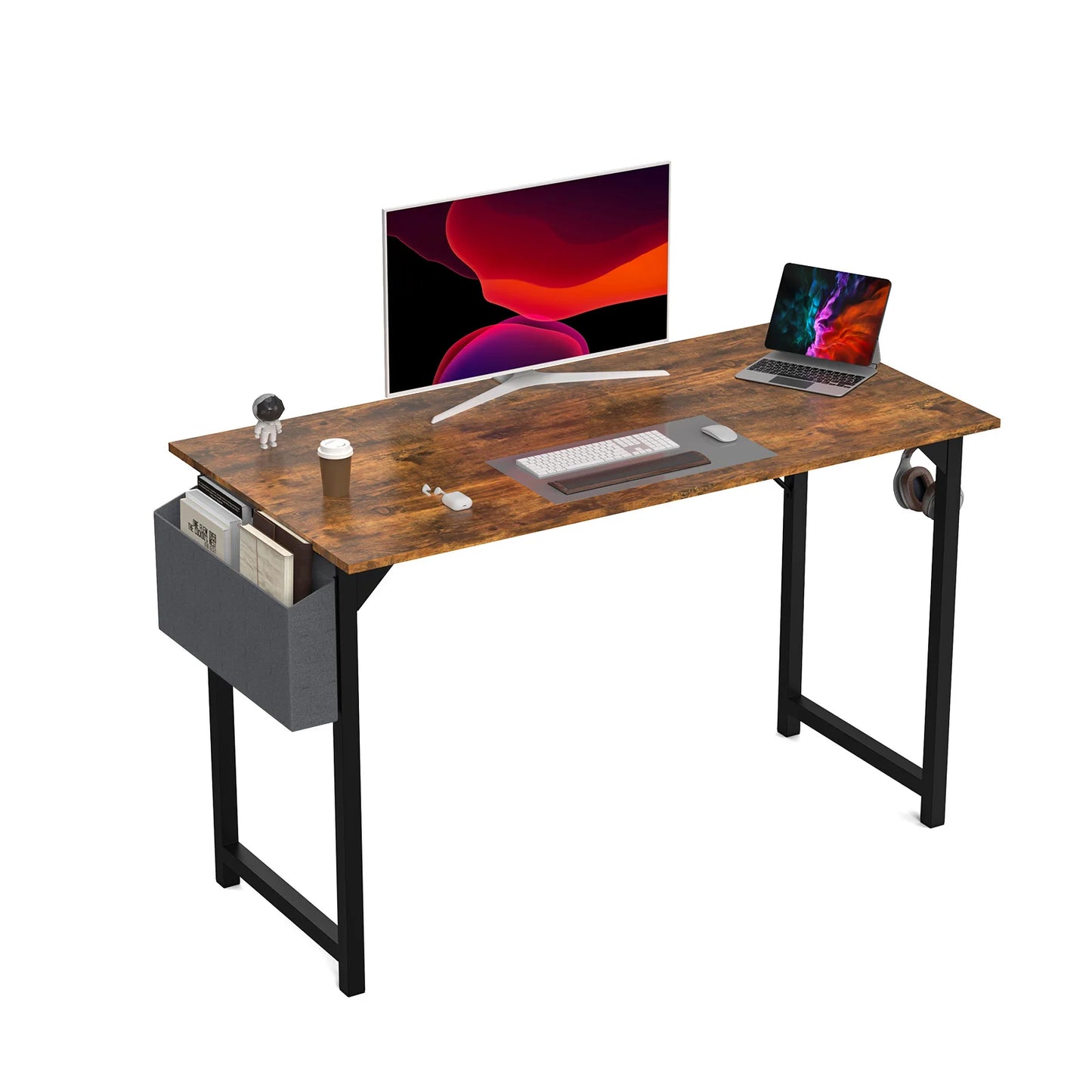 JHK Computer Writing Study Desk with Side Bag Headphone Hook Easy Assembly