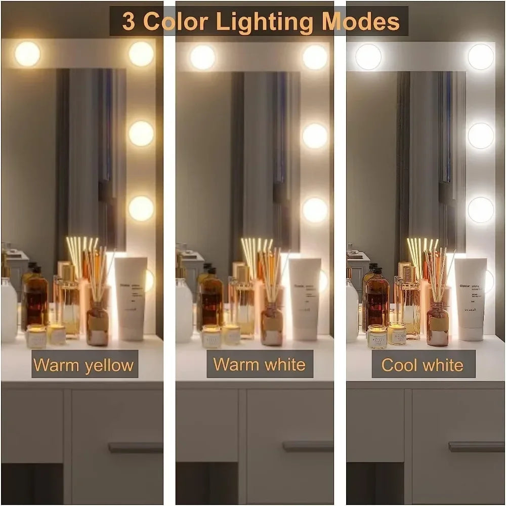 Vanity Table Set with Lighted Mirror,