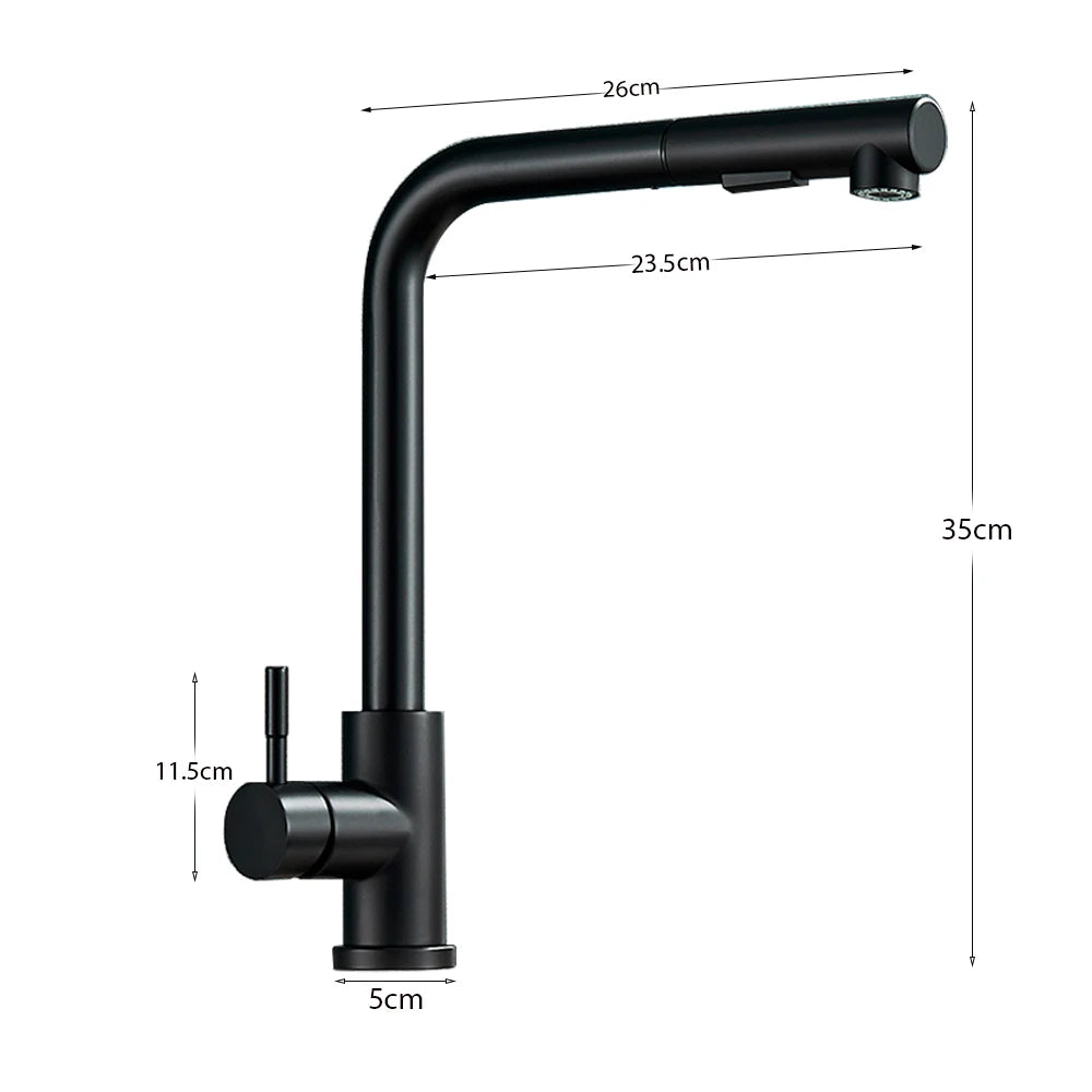 Matte Black Pull Out Kitchen Sink Faucet Two Model