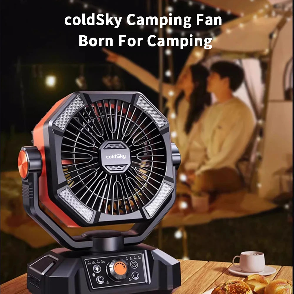 Camping Fan with 4 LED Lantern 8 Speeds Outdoor