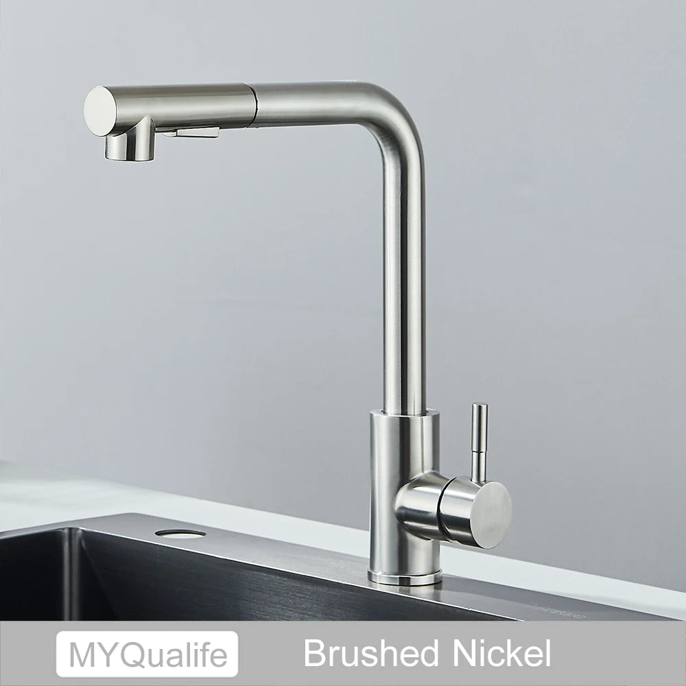 Matte Black Pull Out Kitchen Sink Faucet Two Model