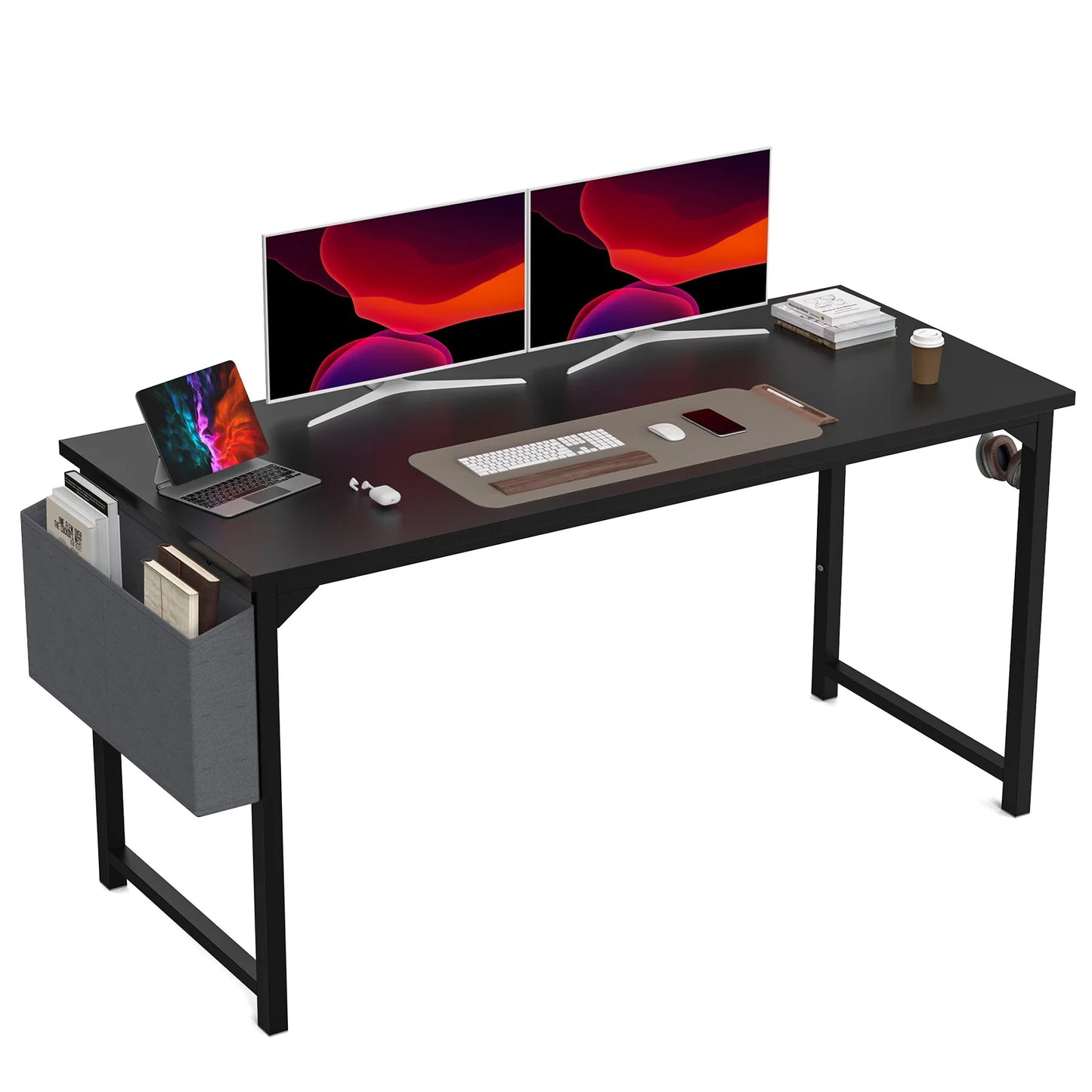 JHK Computer Writing Study Desk with Side Bag Headphone Hook Easy Assembly