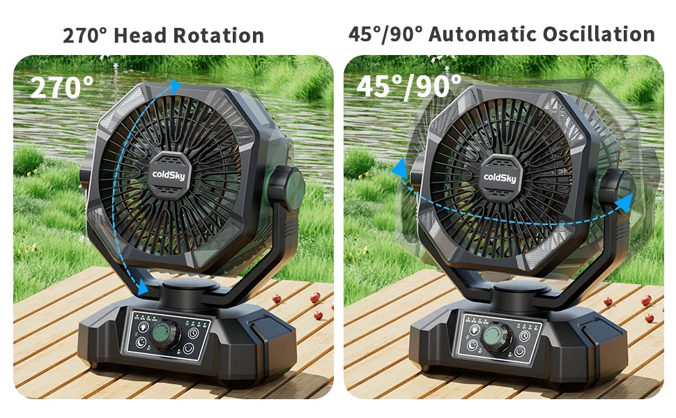 Camping Fan with 4 LED Lantern 8 Speeds Outdoor