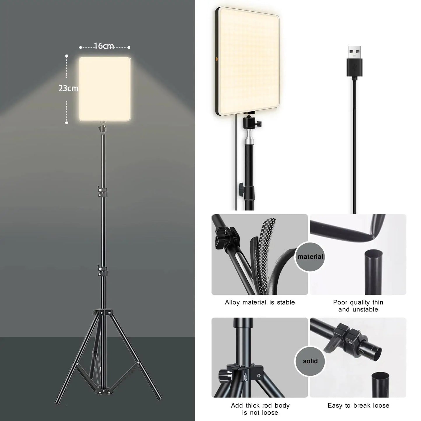 LED Video Lights Photo Studio Lamp with Tripod
