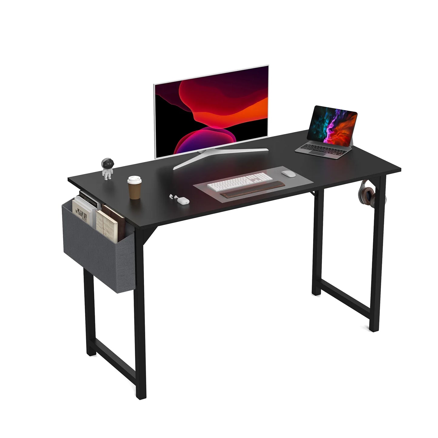 JHK Computer Writing Study Desk with Side Bag Headphone Hook Easy Assembly