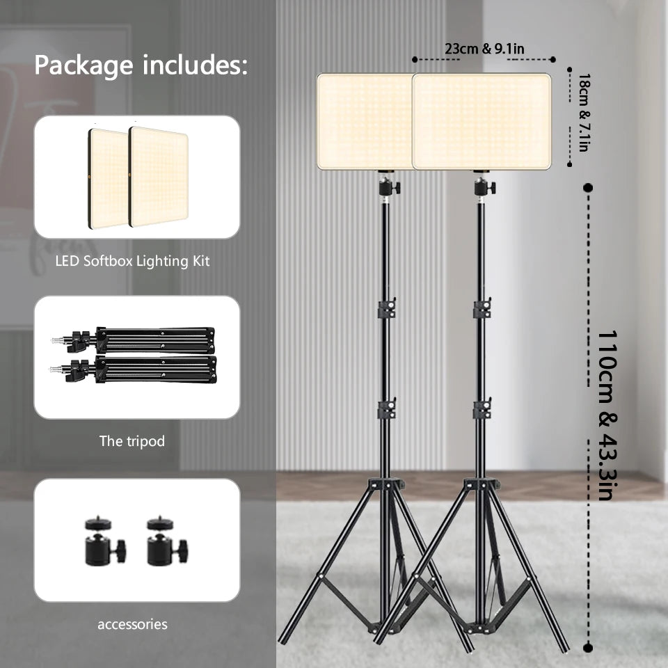 LED Video Lights Photo Studio Lamp with Tripod