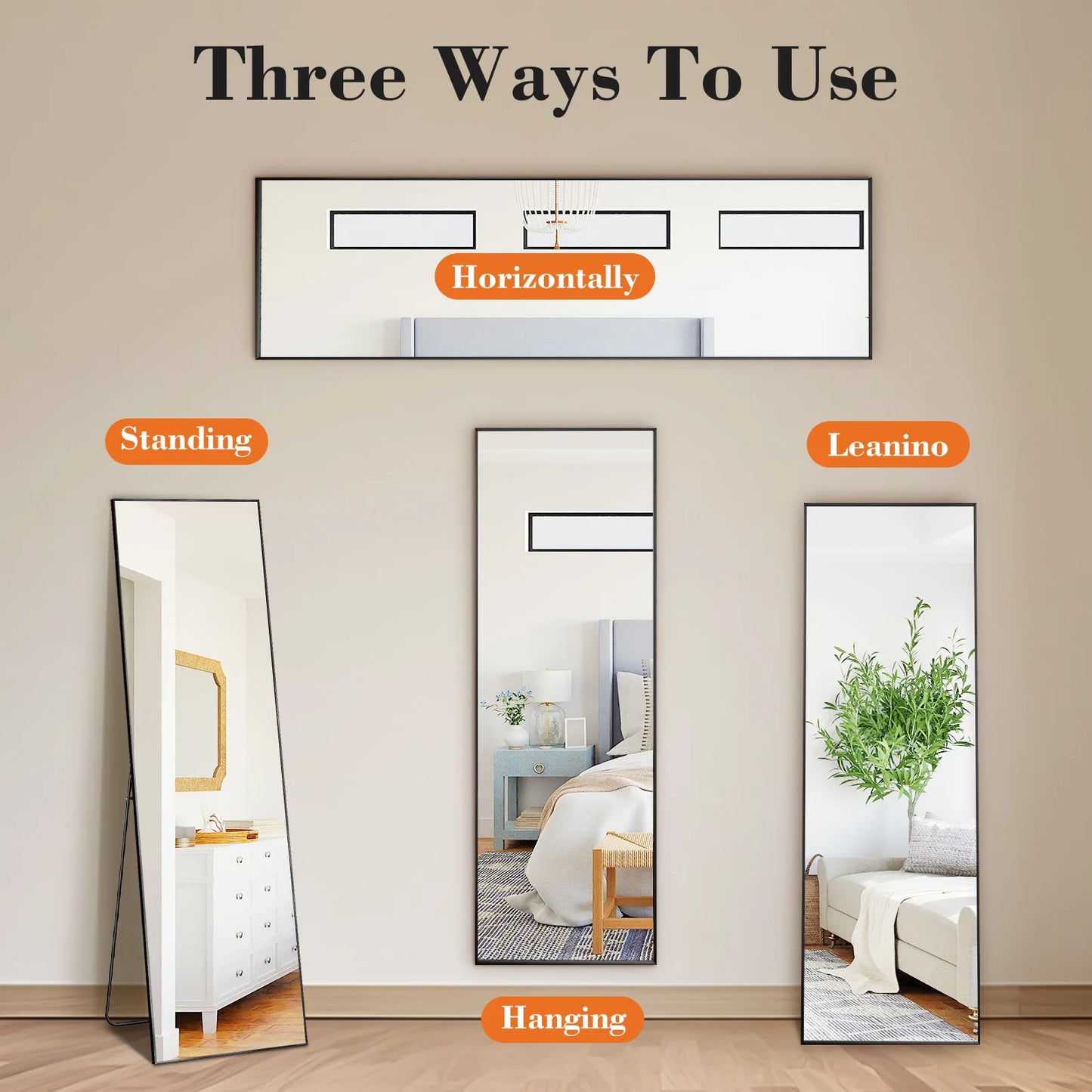 JHK 64"x21" Full Body Wall Mirror Standing Hanging or Leaning Wall-Mount