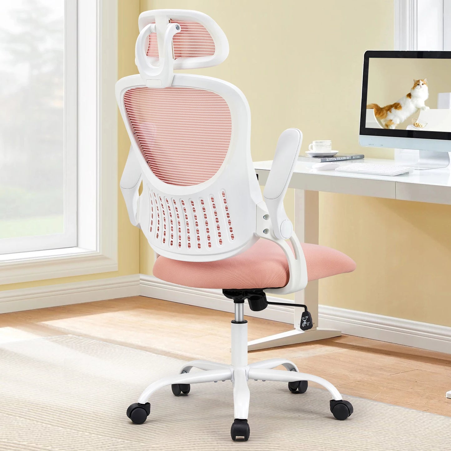 Ergonomic Office Computer Desk Chair Flip-up Arms Adjustable Headrests