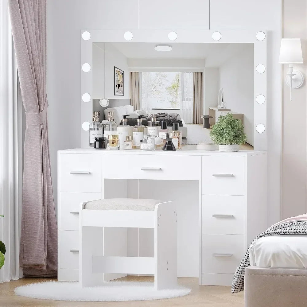 Vanity Table Set with Lighted Mirror,