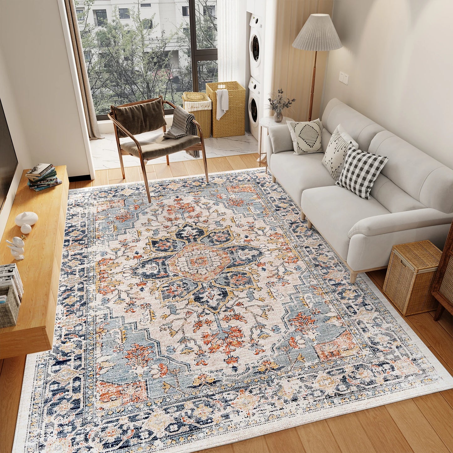 washable traditional woven nonslip area rugs stain resistant