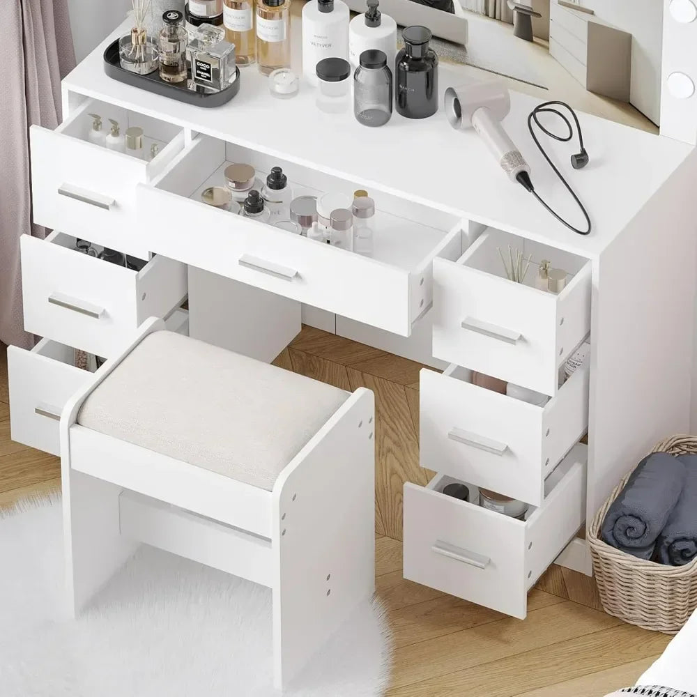 Vanity Table Set with Lighted Mirror,