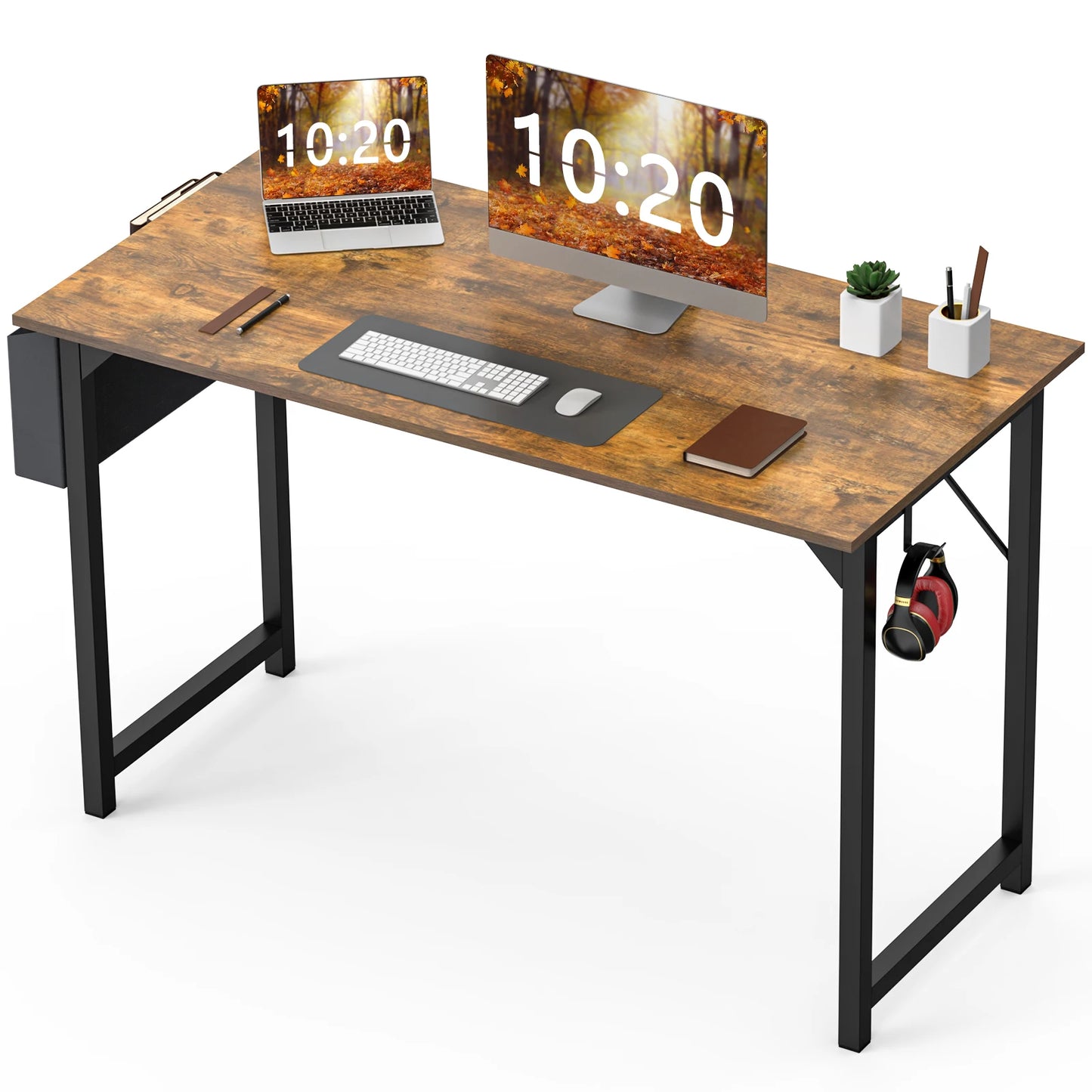 JHK Computer Writing Study Desk with Side Bag Headphone Hook Easy Assembly