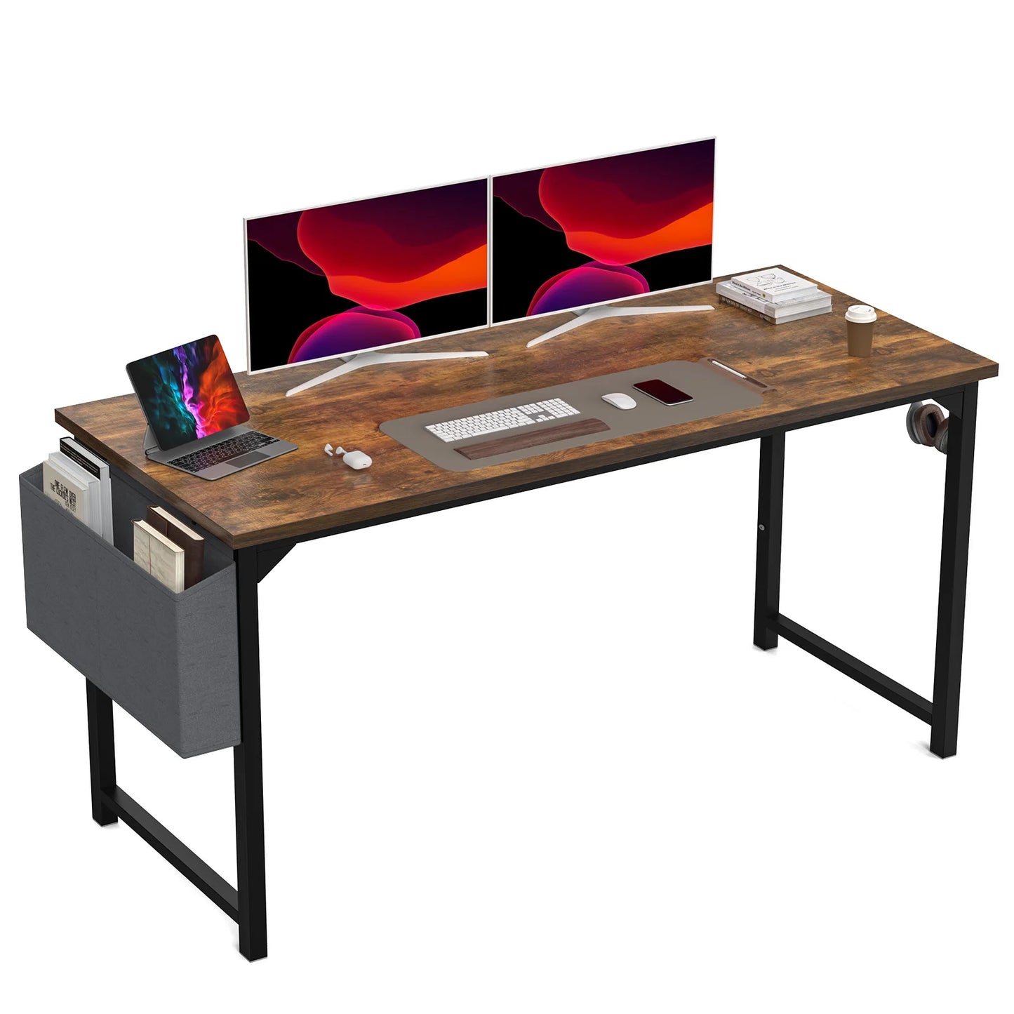 JHK Computer Writing Study Desk with Side Bag Headphone Hook Easy Assembly