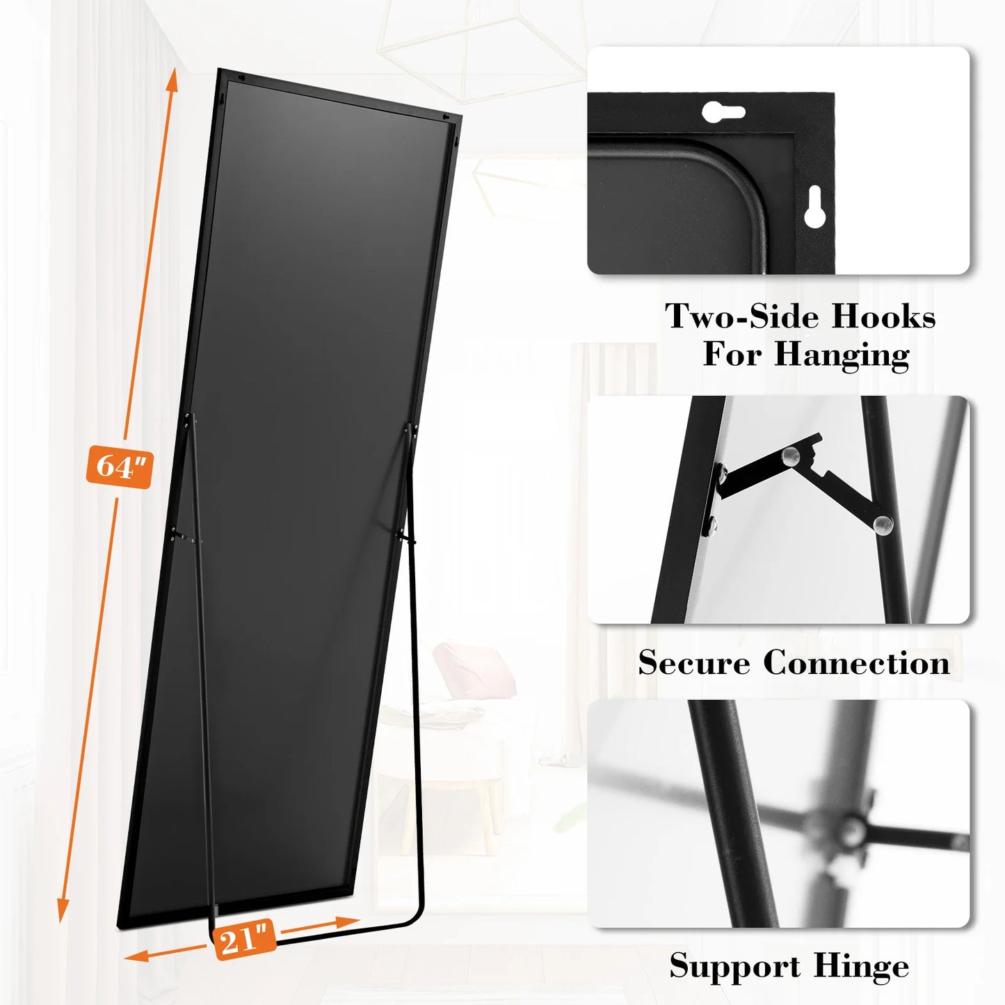 JHK 64"x21" Full Body Wall Mirror Standing Hanging or Leaning Wall-Mount