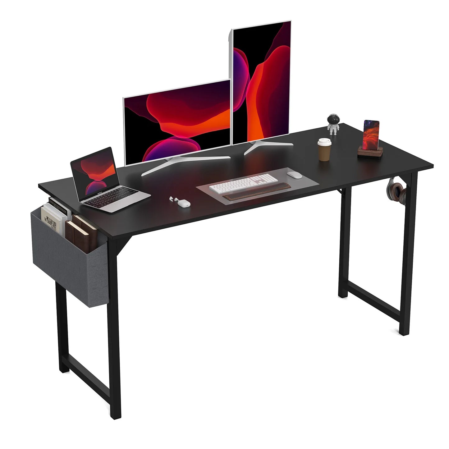 JHK Computer Writing Study Desk with Side Bag Headphone Hook Easy Assembly