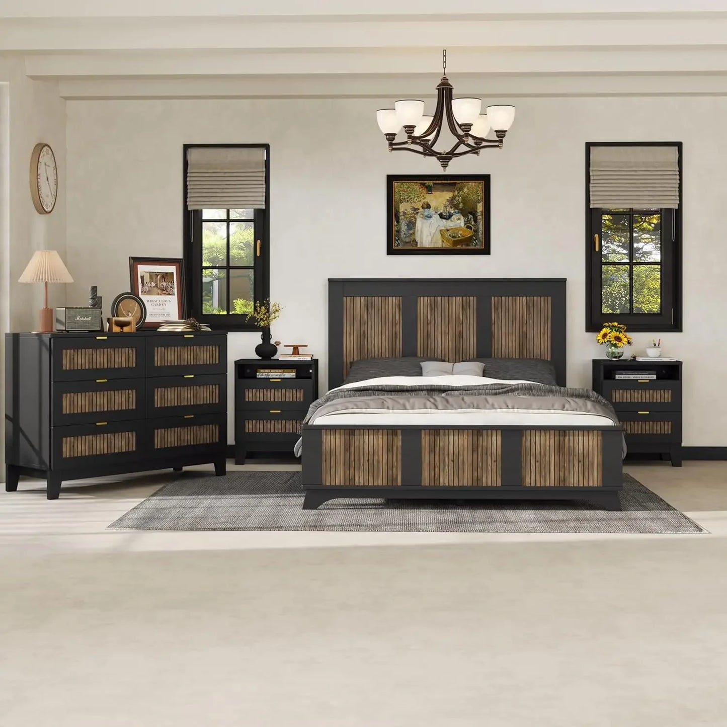 4 Piece Platform Bedroom Furniture Set