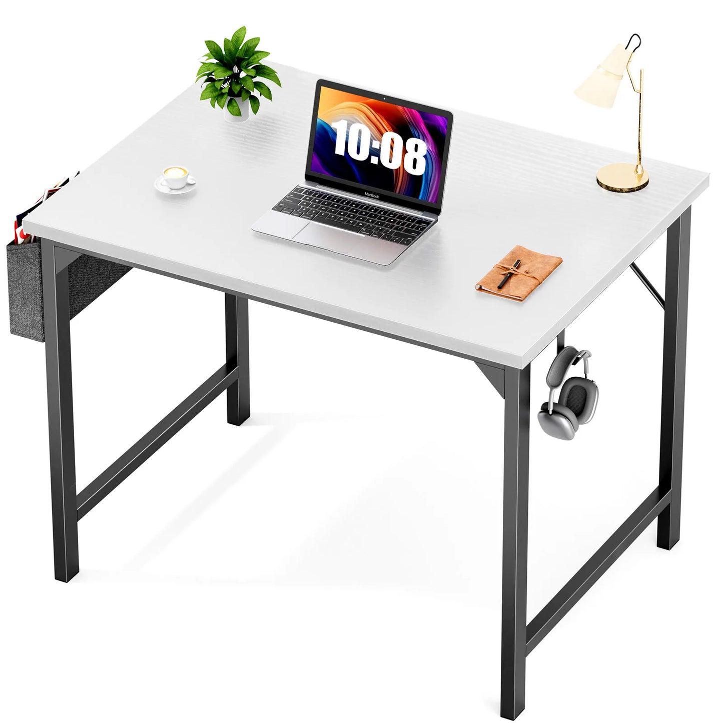 JHK Computer Writing Study Desk with Side Bag Headphone Hook Easy Assembly