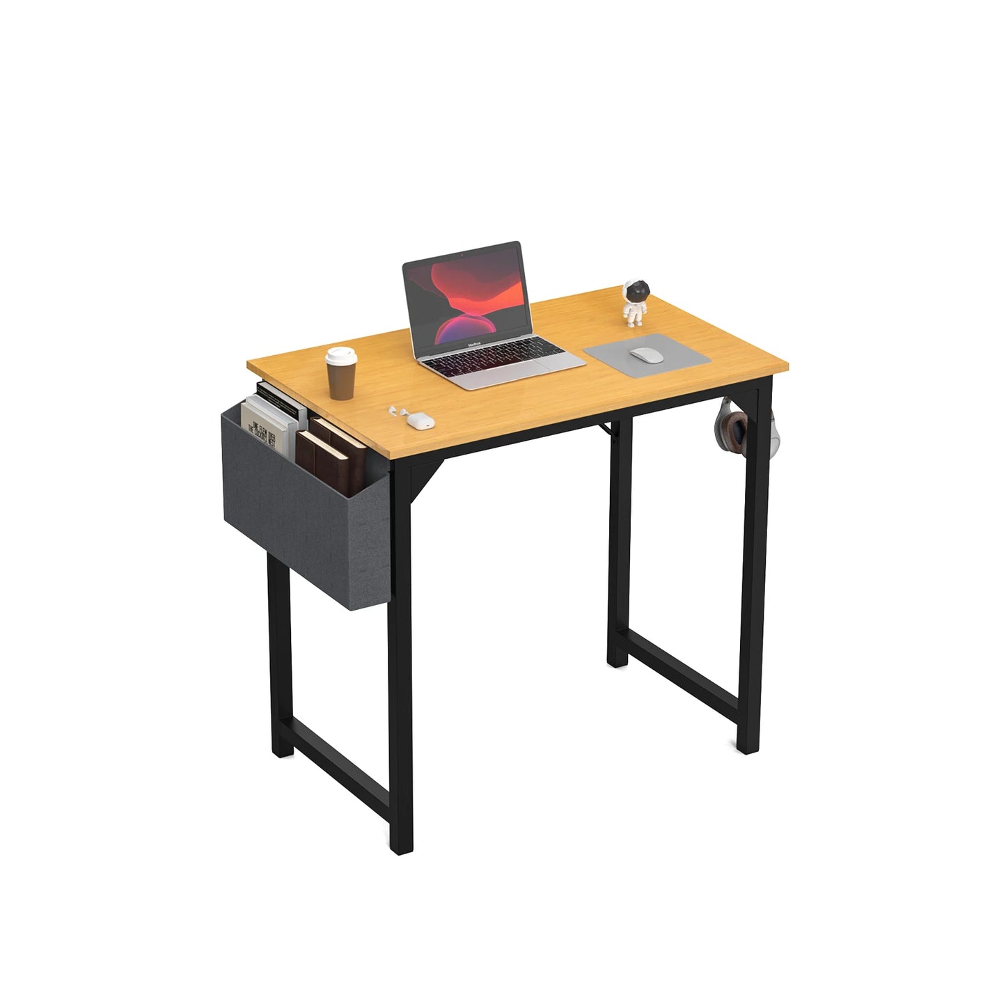 JHK Computer Writing Study Desk with Side Bag Headphone Hook Easy Assembly