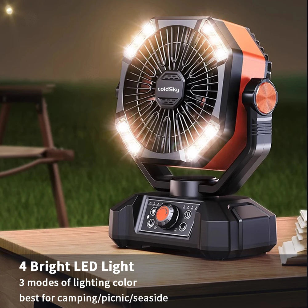 Camping Fan with 4 LED Lantern 8 Speeds Outdoor