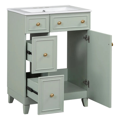 24-Inch Bathroom Vanity Cabinet with Ceramic Sink,