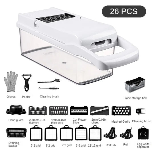 26 pieces set of multifunctional vegetable diced slicer,