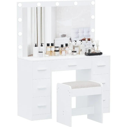 Vanity Table Set with Lighted Mirror,