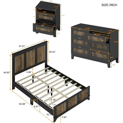 4 Piece Platform Bedroom Furniture Set