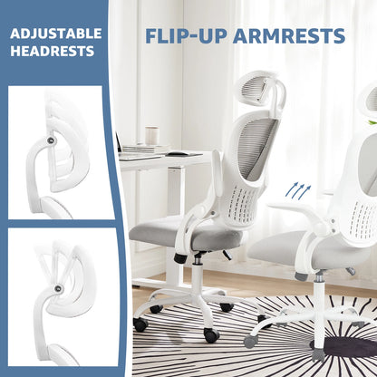 Ergonomic Office Computer Desk Chair Flip-up Arms Adjustable Headrests