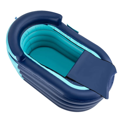 Inflatable adult bathtub with wireless electric air pump.