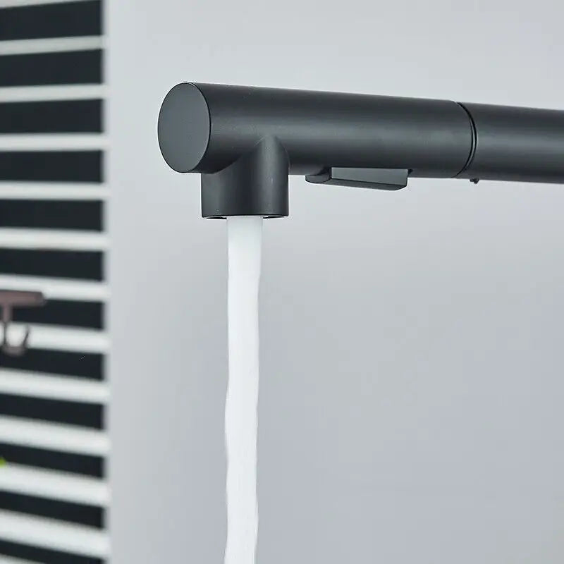 Matte Black Pull Out Kitchen Sink Faucet Two Model