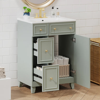 24-Inch Bathroom Vanity Cabinet with Ceramic Sink,