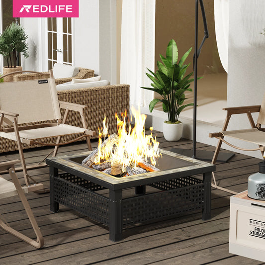 30 Inch Square Outdoor Fireplace Table w/ Mesh.
