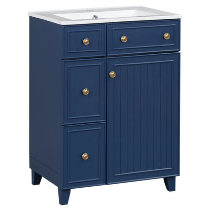 24-Inch Bathroom Vanity Cabinet with Ceramic Sink,