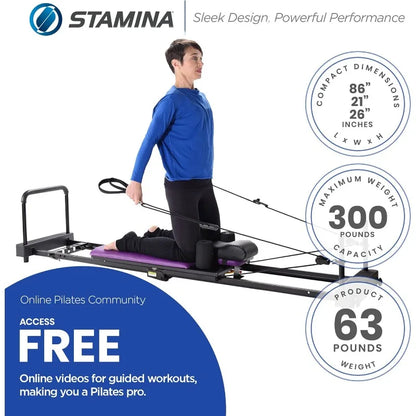 Reformer Workout Machine for Home Gym Cardio Fitness Rebounder Up to 300 lbs. Weight Capacity