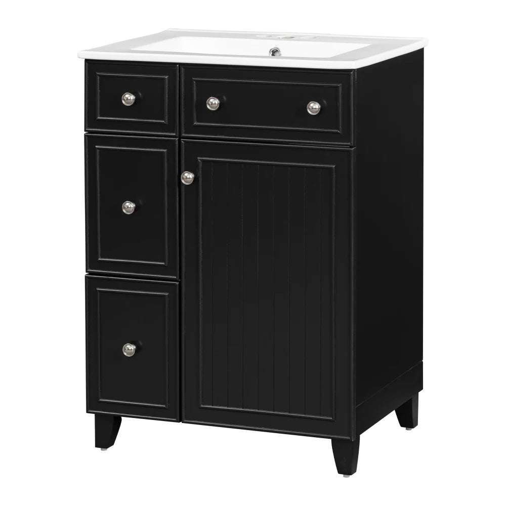 24-Inch Bathroom Vanity Cabinet with Ceramic Sink,