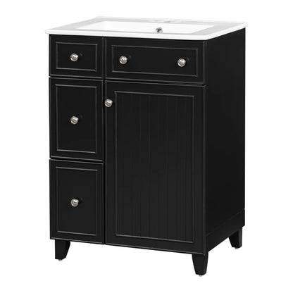 24-Inch Bathroom Vanity Cabinet with Ceramic Sink,