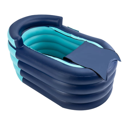 Inflatable adult bathtub with wireless electric air pump.