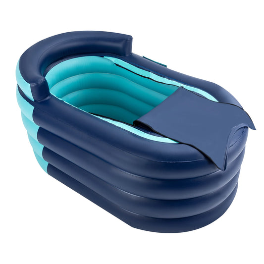 Inflatable adult bathtub with wireless electric air pump.