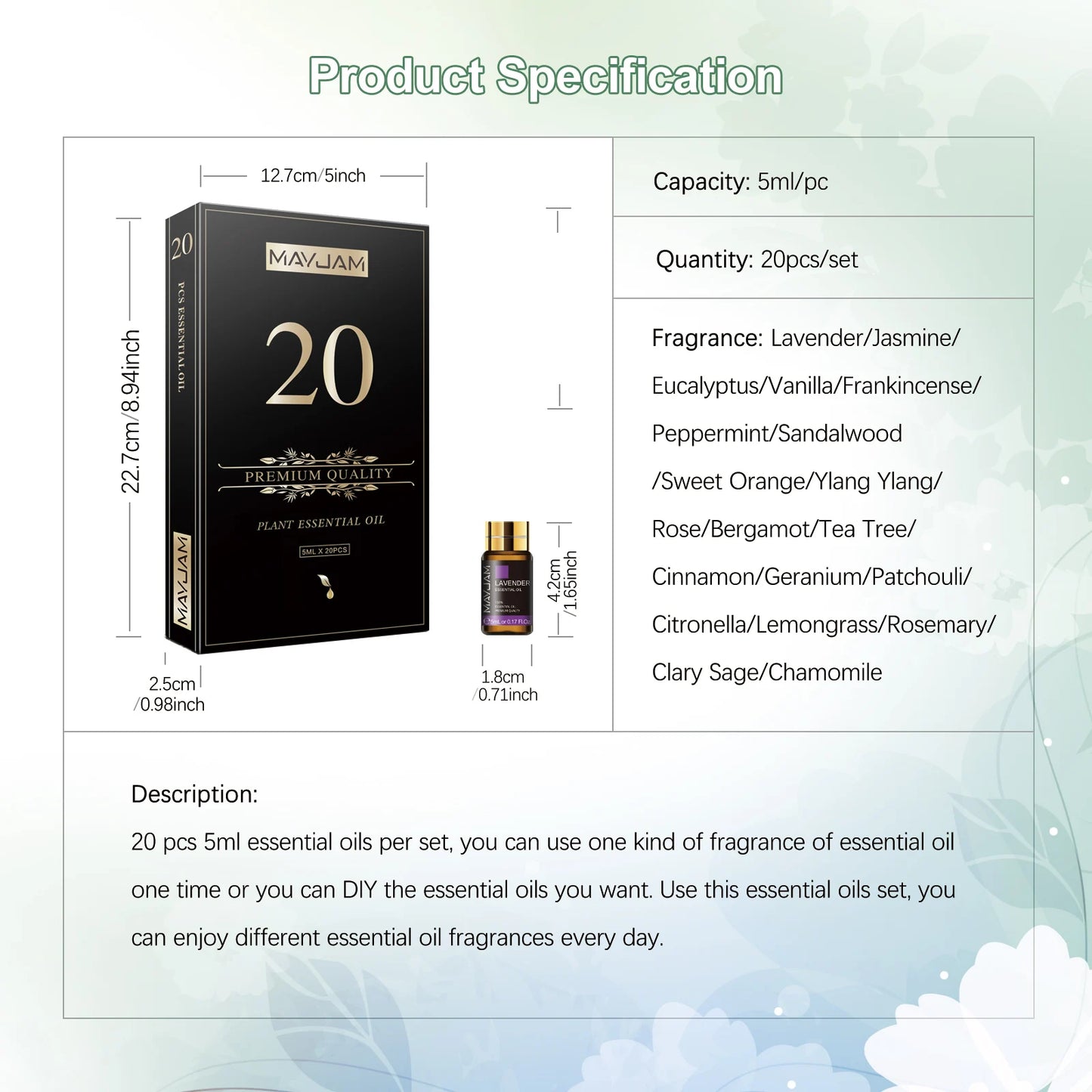 20 Bottles Essential Oils set
