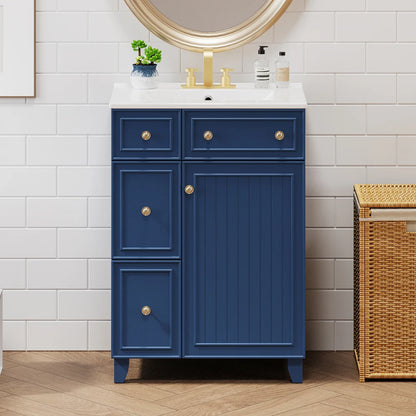 24-Inch Bathroom Vanity Cabinet with Ceramic Sink,