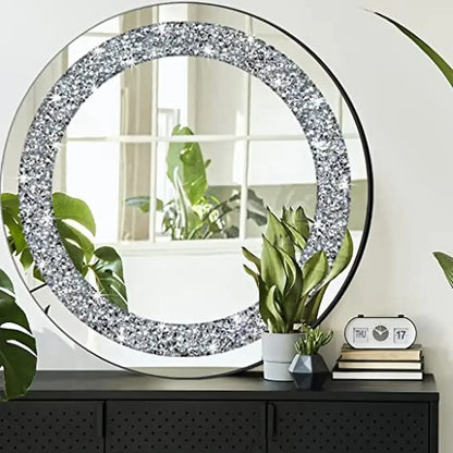 24x24 Inch Frameless Crystal Diamond Decorative Glass Mirror