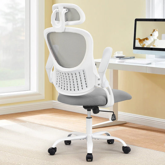Ergonomic Office Computer Desk Chair Flip-up Arms Adjustable Headrests
