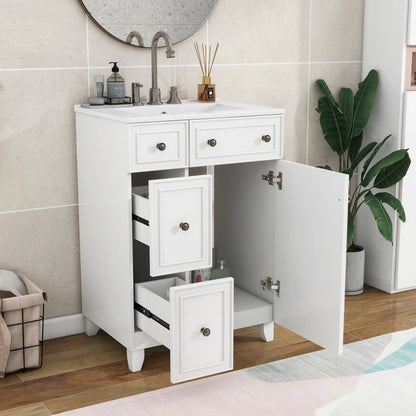 24-Inch Bathroom Vanity Cabinet with Ceramic Sink,