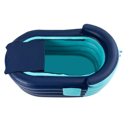 Inflatable adult bathtub with wireless electric air pump.