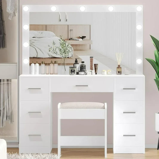 Vanity Table Set with Lighted Mirror,