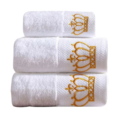 Embroidered Crown White bath towel And Washcloths